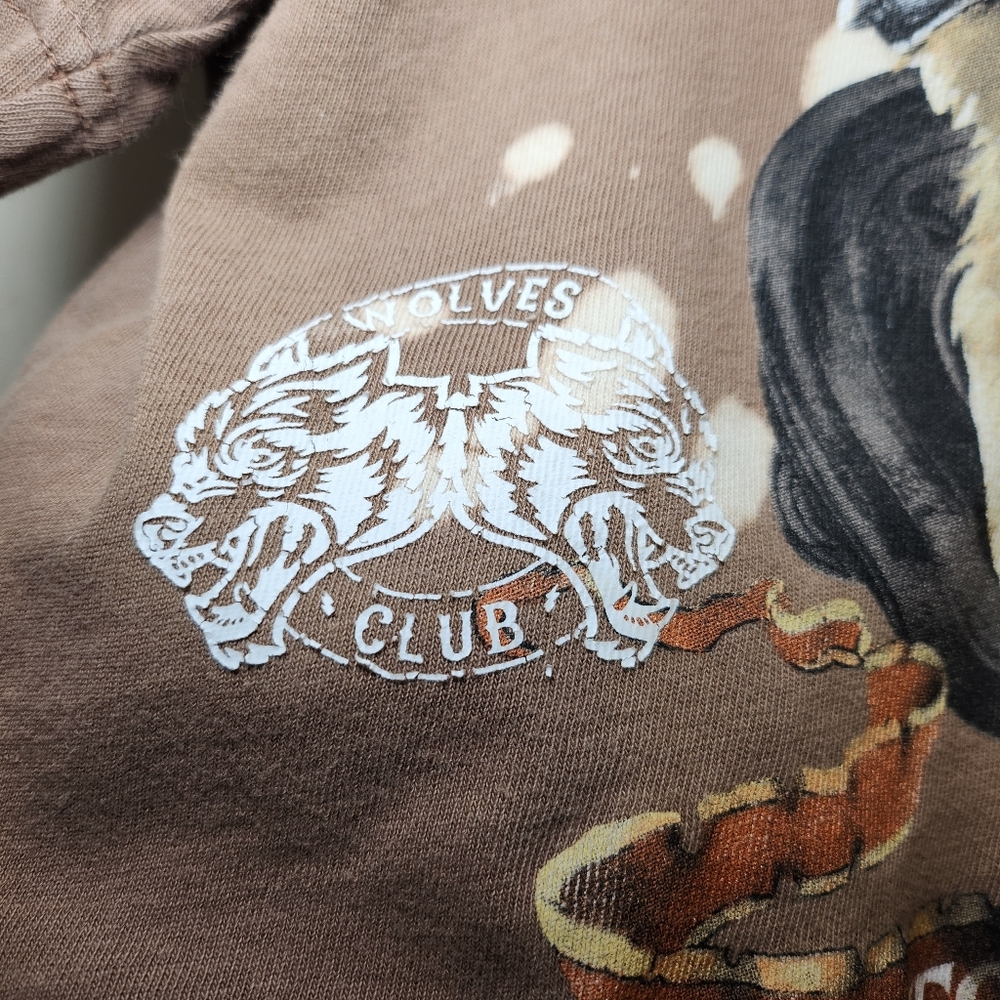 Darc Sport Wolves Cropped Tee Brown / Cream Size M - Picture 3 of 5